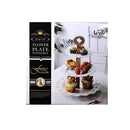 Flower Shaped Ceramic Cake Stand Fruit Platter Stand 3 Tier with Bamboo Stand 6+8+10 inch