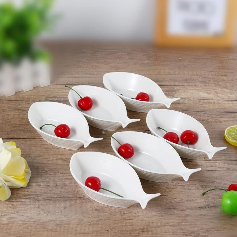 Fish Shaped Ceramic Dessert Bowl Dish Set of 6 6 inch