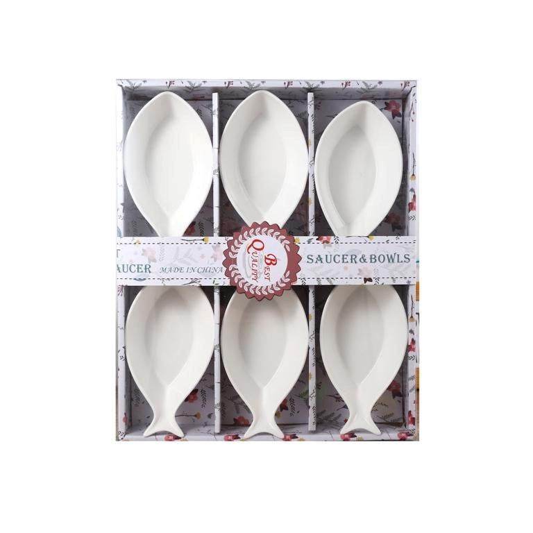 Fish Shaped Ceramic Dessert Bowl Dish Set of 6 6 inch