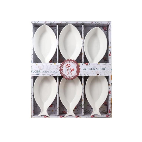 Fish Shaped Ceramic Dessert Bowl Dish Set of 6 6 inch
