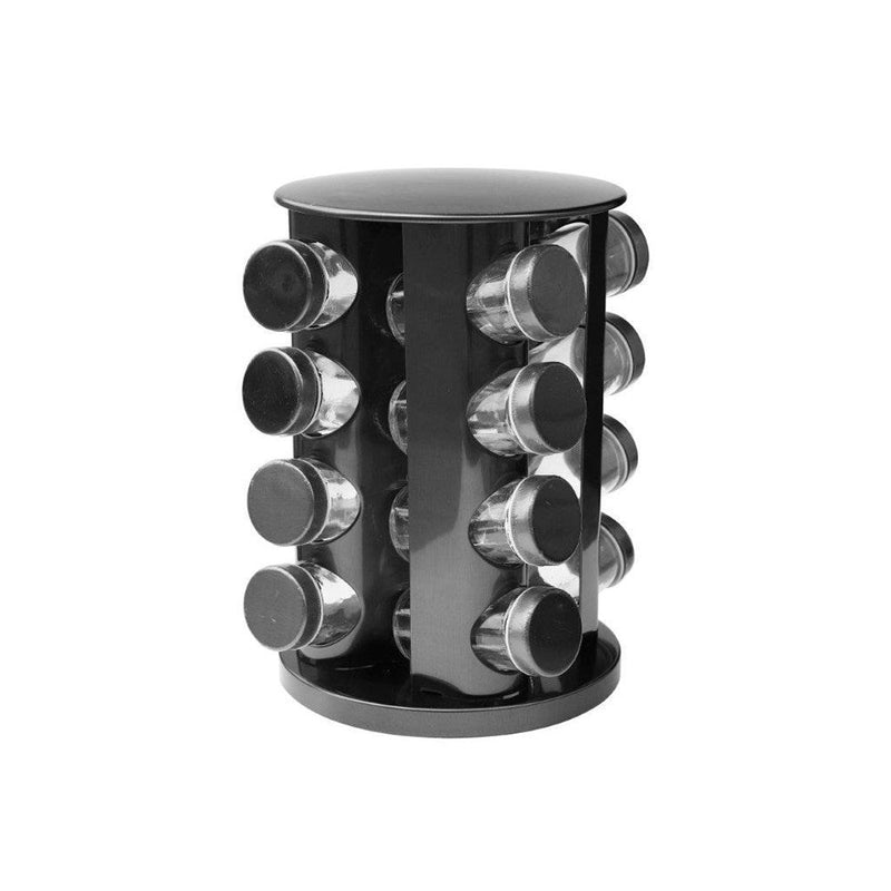 Revolving Spice Rack Spice and Herb Carousel Set of 16 Pcs Stainless Steel 18.5*27.5 cm