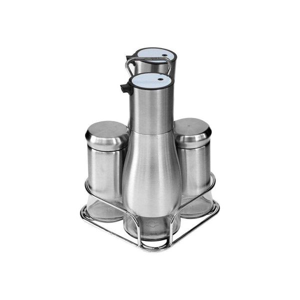 Anti Drip Nozzle Soy Sauce Oil Vinegar Bottle and Spice Shaker Set of 4 Pcs with Stand 14*14*20 cm