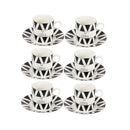 Ceramic Coffee Cups and Saucer 6 Pcs Set 90 ml
