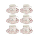 Ceramic Coffee Cups and Saucer 6 Pcs Set 90 ml