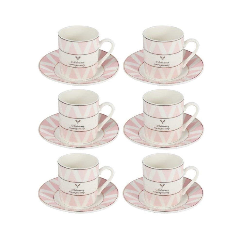Ceramic Coffee Cups and Saucer 6 Pcs Set 90 ml