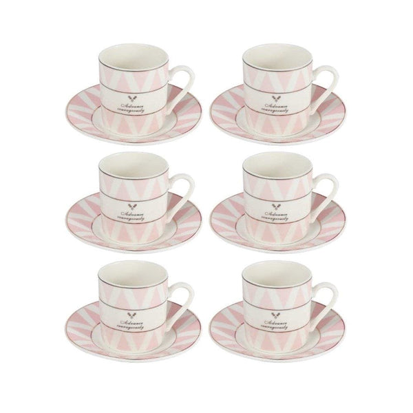 Ceramic Coffee Cups and Saucer 6 Pcs Set 90 ml