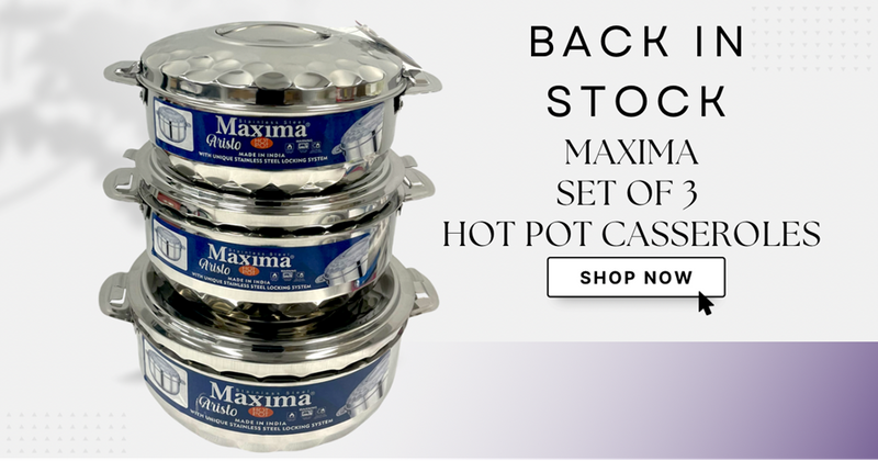 Stainless Steel Round Hot Pot Set Aristo Maxima Brand Set of 3 3500ml,5000ml,8500ml