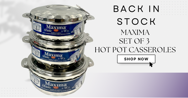 Stainless Steel Round Hot Pot Set Aristo Maxima Brand Set of 3 2500ml,3500ml,5000ml