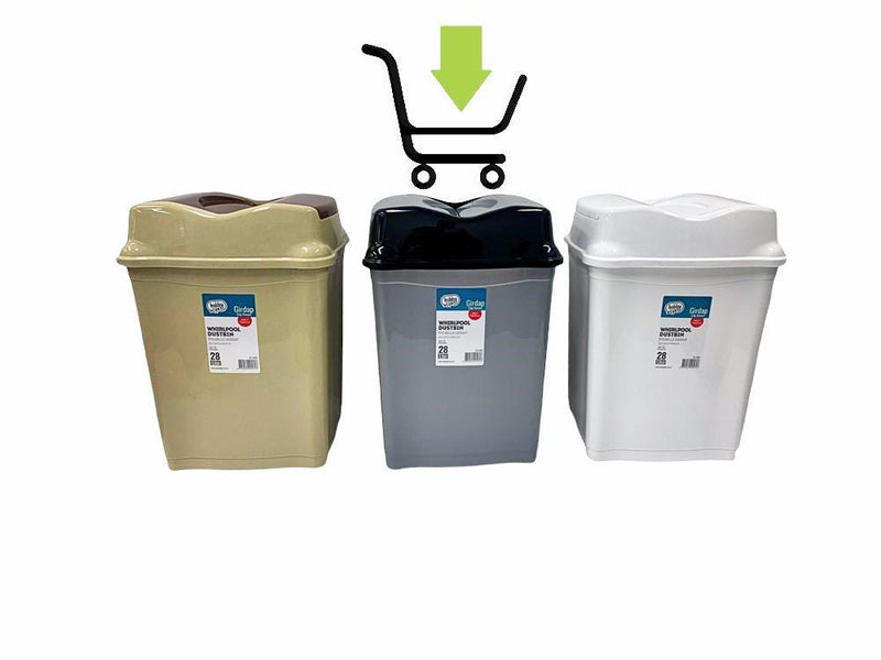 Whirlpool Swing Top Rubbish Bin Dustbin 28 Litre HB011503 6 Pcs/Ctn