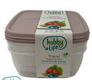 Square Trend Stackable BPA Free Multipurpose Airtight Storage Box Food Container Set of 3 2.5 Litre HB021041 24 Pcs/Ctn