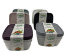 Square Trend Stackable BPA Free Multipurpose Airtight Storage Box Food Container Set of 3 2.5 Litre HB021041 24 Pcs/Ctn