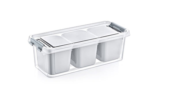 Multicompartment Divided Crisper Storage Organizer 3 slots HB021065 12 Pcs/Ctn