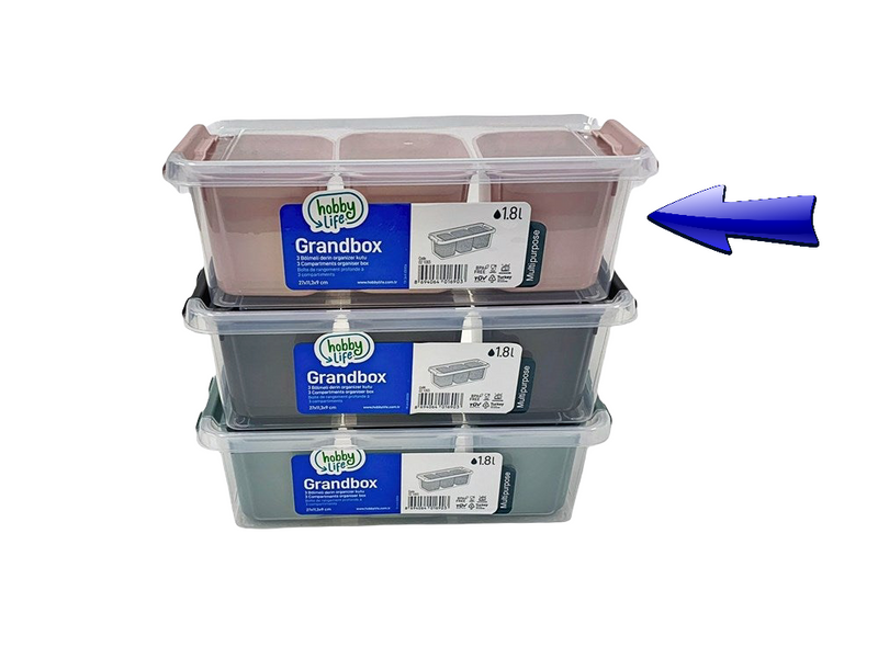 Multicompartment Divided Crisper Storage Organizer 3 slots HB021065 12 Pcs/Ctn