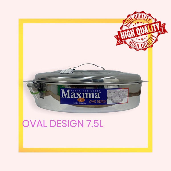 Stainless Steel Maxima Hot Pot Food Warmer Oval Clip Handle 7500ml