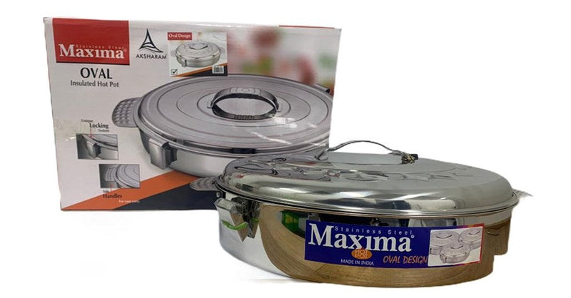 Stainless Steel Maxima Hot Pot Food Warmer Oval Clip Handle 7500ml