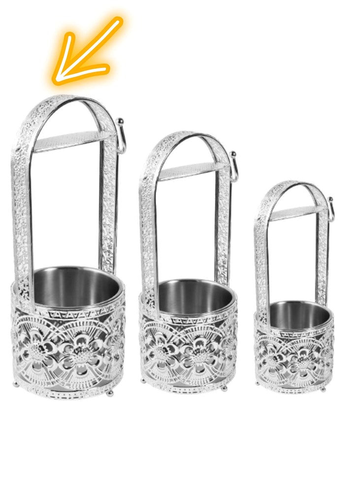 Metal Golden Charcoal Holder Basket Set 3pcs 45505 12 Pcs/Ctn