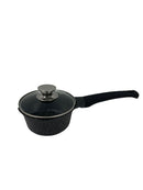 Non Stick Marble Coated Die Cast Aluminium Milk Pan Black Induction 16cm