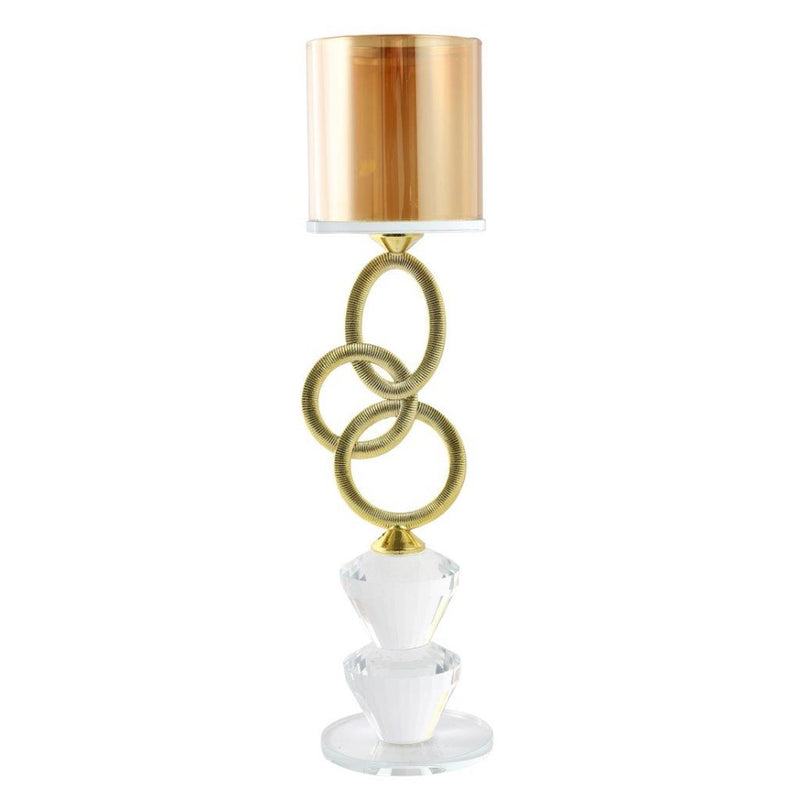 Home Decor Gold Crystal Glass Candlestick Holder 21 cm
