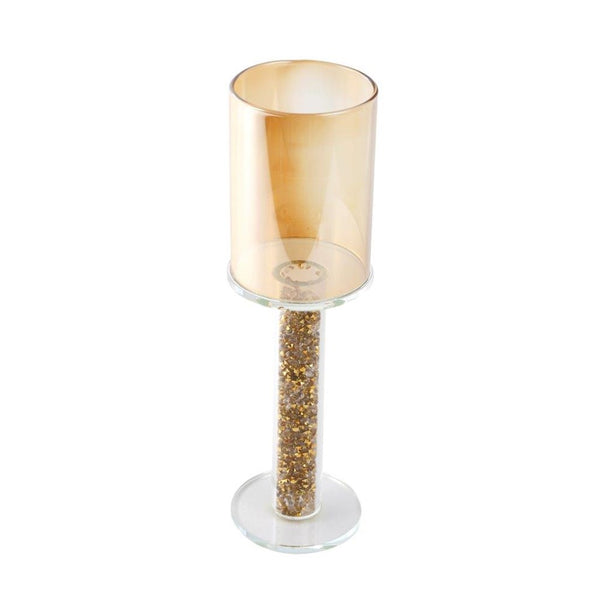 Home Decor Gold Crystal Glass Candlestick Holder 21 cm