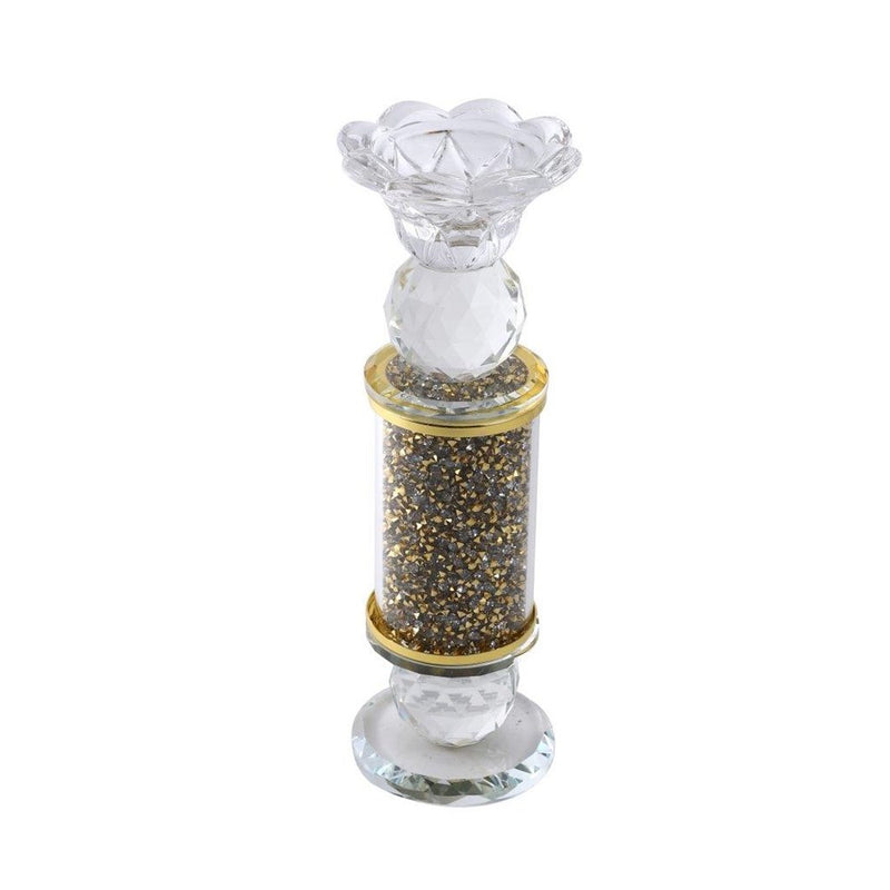 Home Decor Gold Crystal Glass Candlestick Holder 24 cm