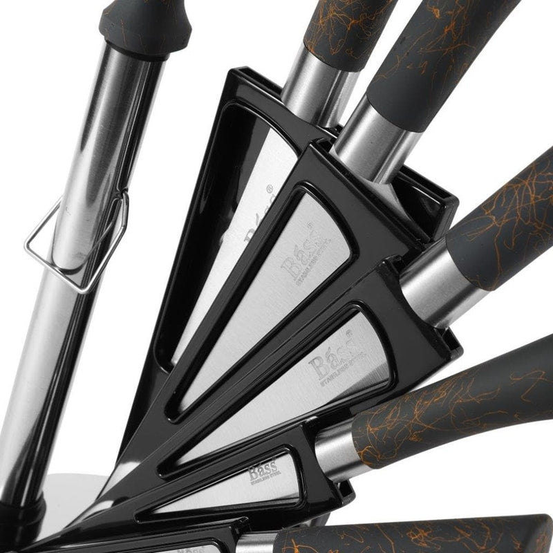 Bass Brand Premium Quality Stainless Steel Chef Kitchen Knife Set of 8 Pcs Grey Handle 30 cm