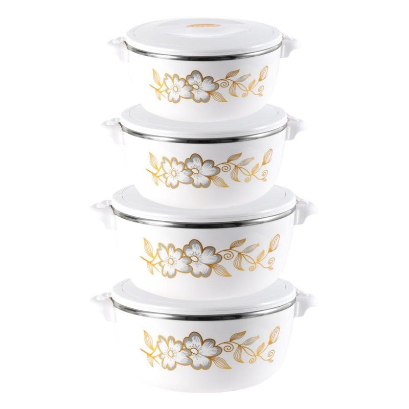 Beige Plastic Vacuum Insulated Hot Pot Food Warmer Set of 4 1L+2L+4L+6L