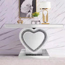 Home Decor Vanity Make Up Mirror Crystal Glass Silver Mirror MDF Hallway Console Table and Mirror Set with LED Light Crushed Diamond Finish 120*38*80/90*90*2 cm
