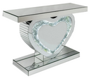 Home Decor Vanity Make Up Mirror Crystal Glass Silver Mirror MDF Hallway Console Table and Mirror Set with LED Light Crushed Diamond Finish 120*38*80/90*90*2 cm