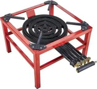 Cast Iron Red Gas Stove with 4 rings Gas Burner with High Pressure 1.2M Hose 48.5*48.5*38 cm
