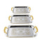 Stainless Steel Gold Plated Deco Rectangular Serving Tray Set of 3