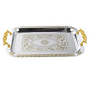 Stainless Steel Gold Plated Deco Rectangular Serving Tray Set of 3