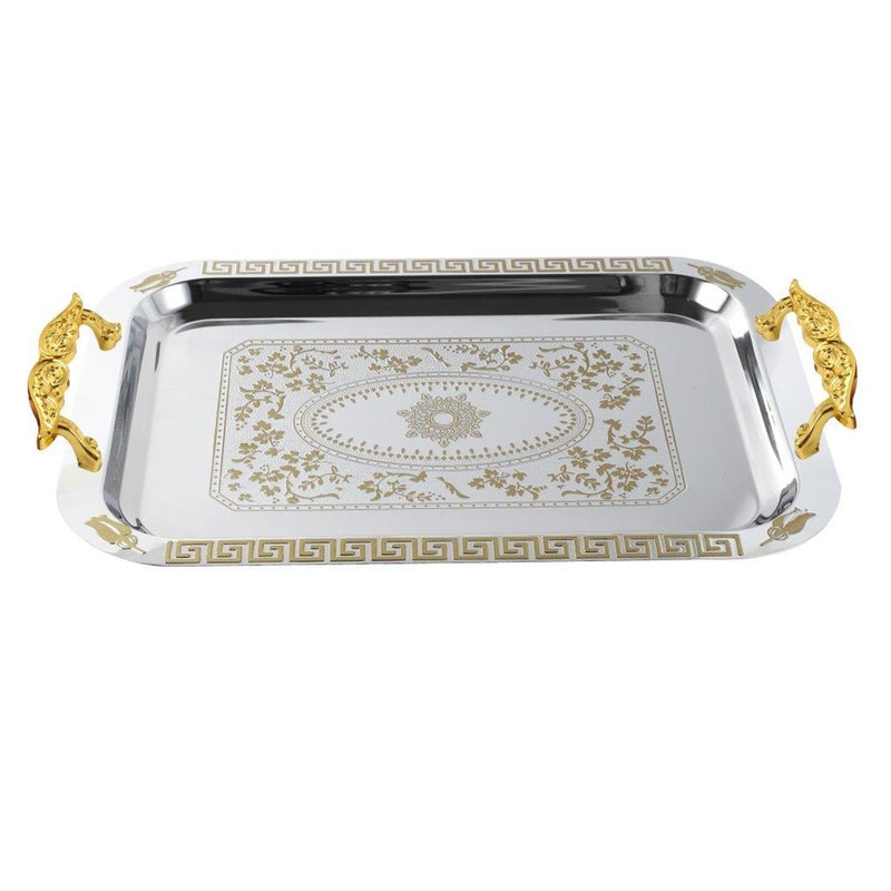 Stainless Steel Gold Plated Deco Rectangular Serving Tray Set of 3
