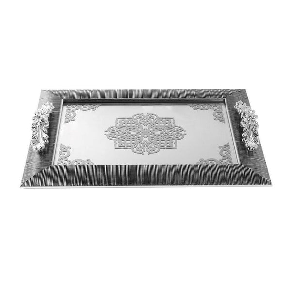 Rectangular Print Design Serving Deco Silver Tray Set of 2 49*35*1.5 cm