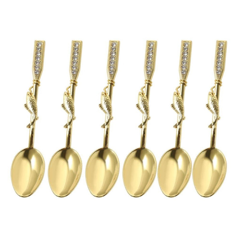 Gold Plated Deco Coffee Spoon Set of 6 Pcs 11 cm