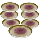 Glasscom Dinnerware Purple and Gold Round Appetizer Dish Dessert Plates Set of 7