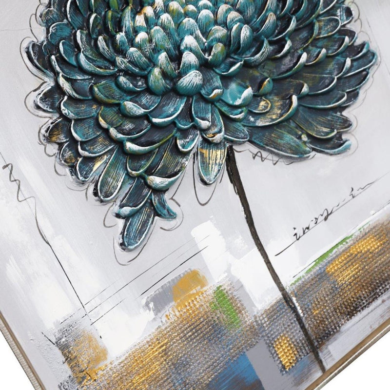 Home Decor Portrait Canvas Wall Art Abstract Green Tree Oil Painting PVC Frame 80*80*3.5 cm