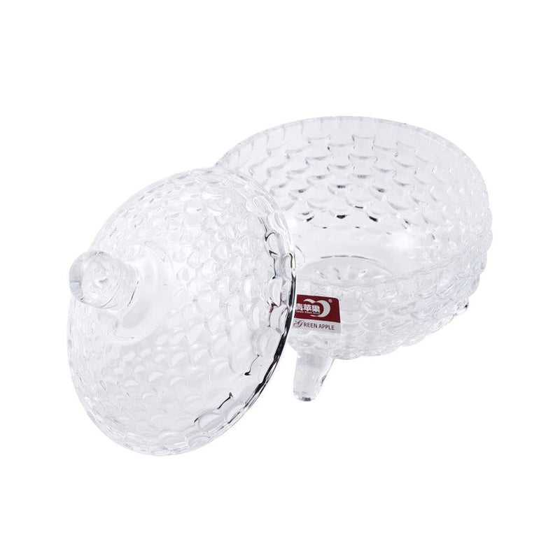 Crystal Glass Round Sugar Bowl Candy Jar with Lid 9.9*14.5 cm