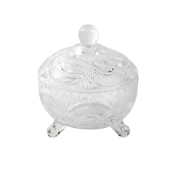 Crystal Glass Footed Sugar Bowl Candy Jar with Lid D - 10 cm ; H - 12 cm