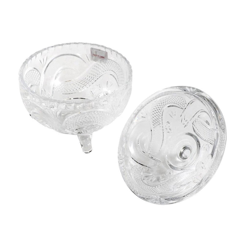 Crystal Glass Footed Sugar Bowl Candy Jar with Lid D - 10 cm ; H - 12 cm