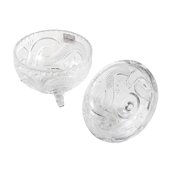 Crystal Glass Footed Sugar Bowl Candy Jar with Lid D - 10 cm ; H - 12 cm