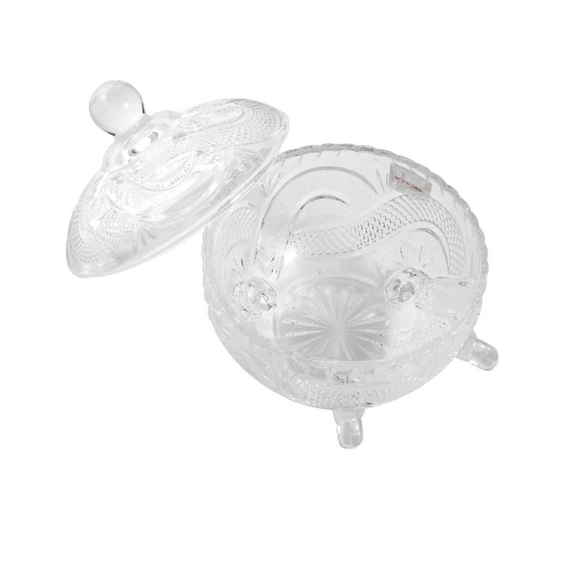Crystal Glass Footed Sugar Bowl Candy Jar with Lid D - 10 cm ; H - 12 cm