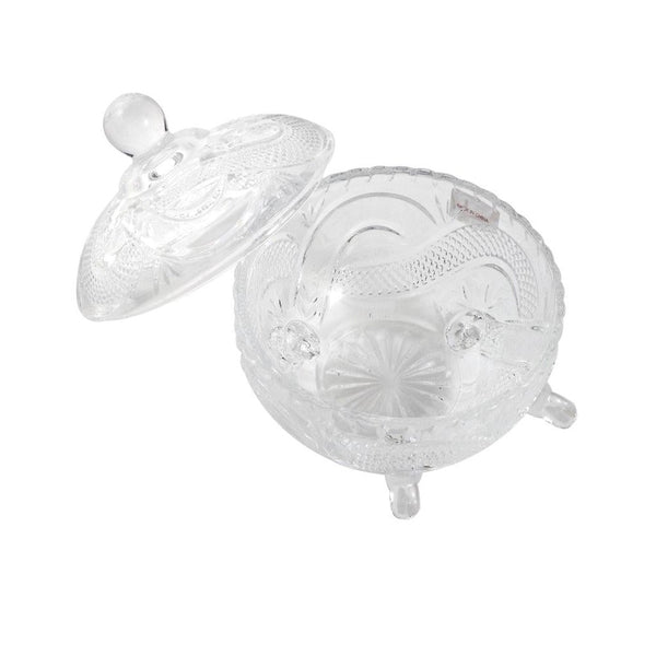 Crystal Glass Footed Sugar Bowl Candy Jar with Lid D - 10 cm ; H - 12 cm