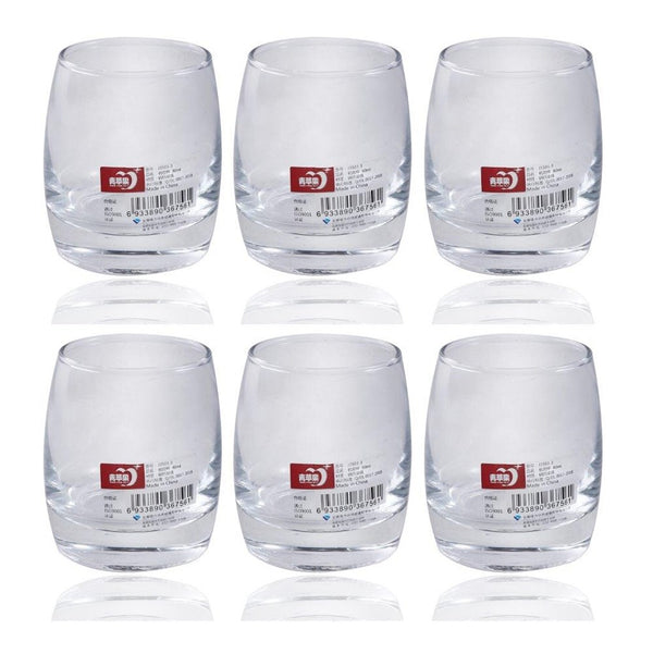 Crystal Glass Heavy Base Round Multi Beverage Drinking Tumblers Set of 6 90 ml