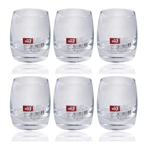 Crystal Glass Heavy Base Round Multi Beverage Drinking Tumblers Set of 6 90 ml