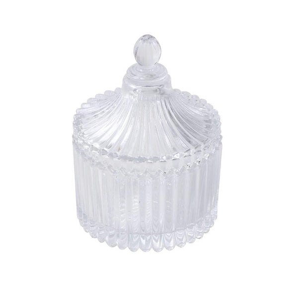 Crystal Glass Dome Shape Sugar Bowl Candy Jar with Lid D - 7 cm ; H - 5 cm