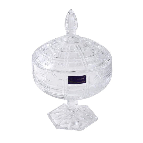 Crystal Glass Footed Fruit Bowl Candy Jar with Lid