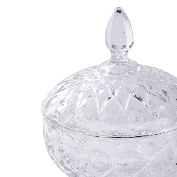Crystal Glass Footed Fruit Bowl Candy Jar with Lid 16.2*9.7 cm