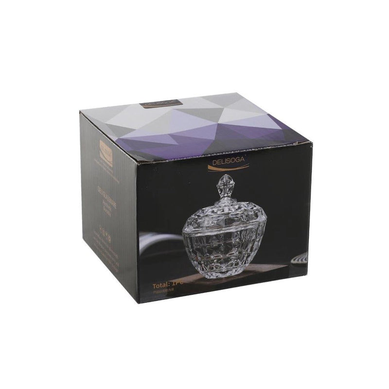 Crystal Glass Round Sugar Bowl Candy Jar with Lid 11.5*14 cm