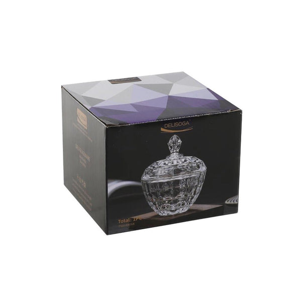Crystal Glass Round Sugar Bowl Candy Jar with Lid 11.5*14 cm