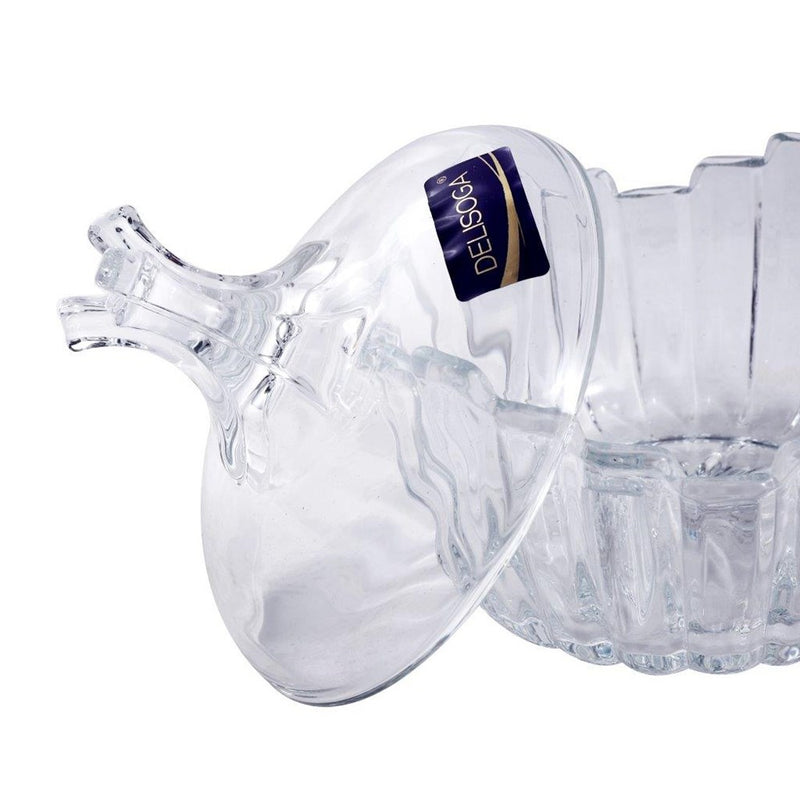 Crystal Glass Star Shape Sugar Bowl Candy Jar with Lid 12.6*6.6 cm